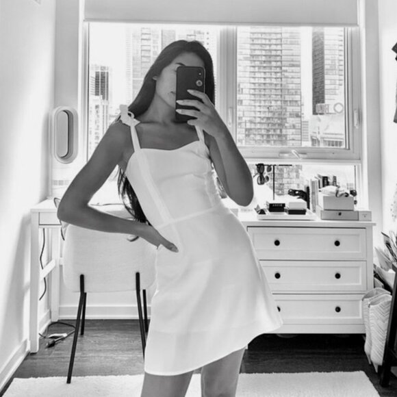 Aritzia Sunday Best Tie Bow Straps Weller Dress Ashen Grey Size 4 - Picture 2 of 6